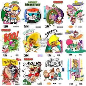24 Cartoons 90s Kids Classics Street Wear Designs Bundle PNG