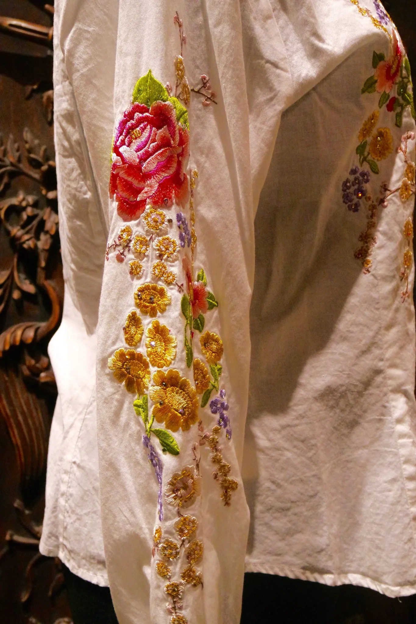 And Cake White Shirt with Floral Embroidery