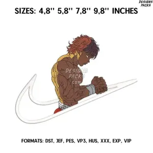 Baki Swoosh Anime Hanma Embroidery Design