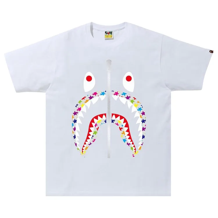 BAPE Sta Pattern Shark Tee 'White', White