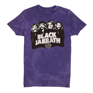 Black Sabbath - Band & Logo Acid Wash T-Shirt - Purple