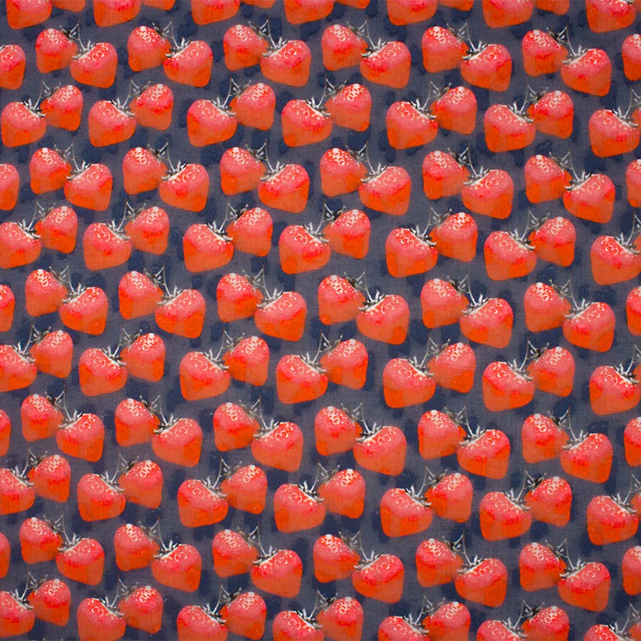 Blue 'Strawberry' Printed Cotton Fil Coupé