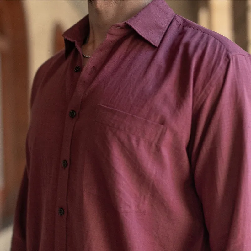 Cotton Shirt for Men | Magenta | Full Sleeves