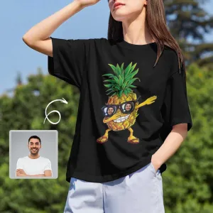 Custom Boyfriend Face Design Tee Pineapple Women's All Over Print T-shirt for Her