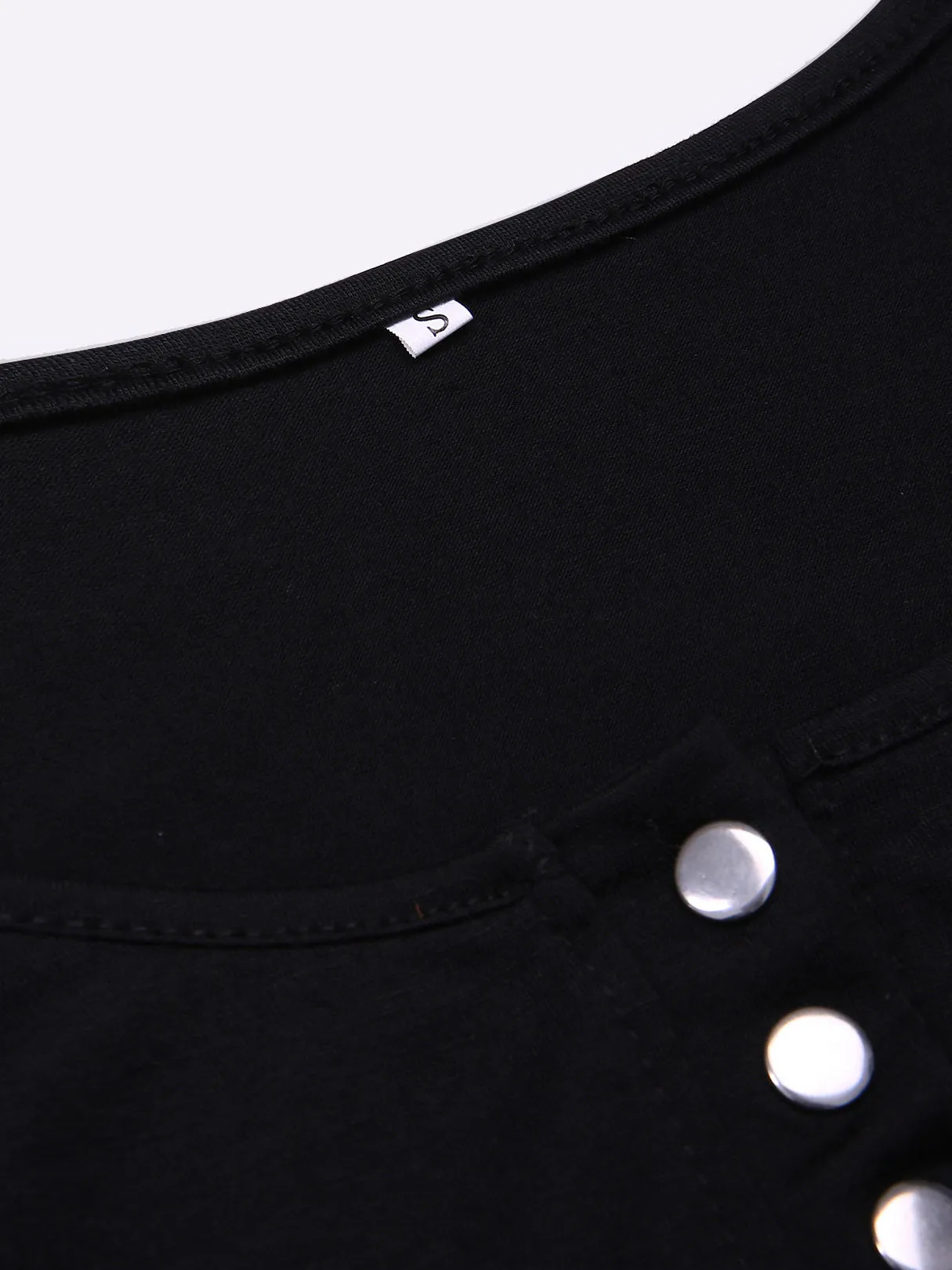 Custom V-Neck Button-front Short Sleeve Black T-Shirts