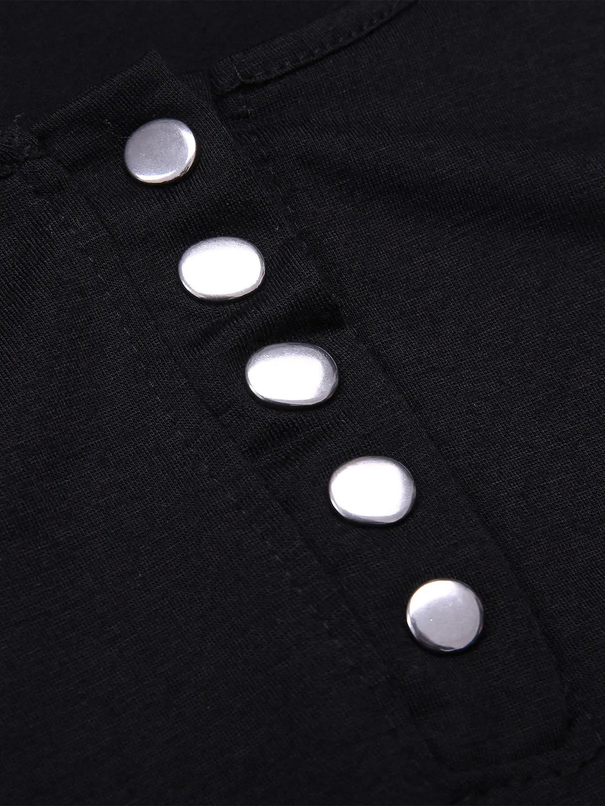 Custom V-Neck Button-front Short Sleeve Black T-Shirts