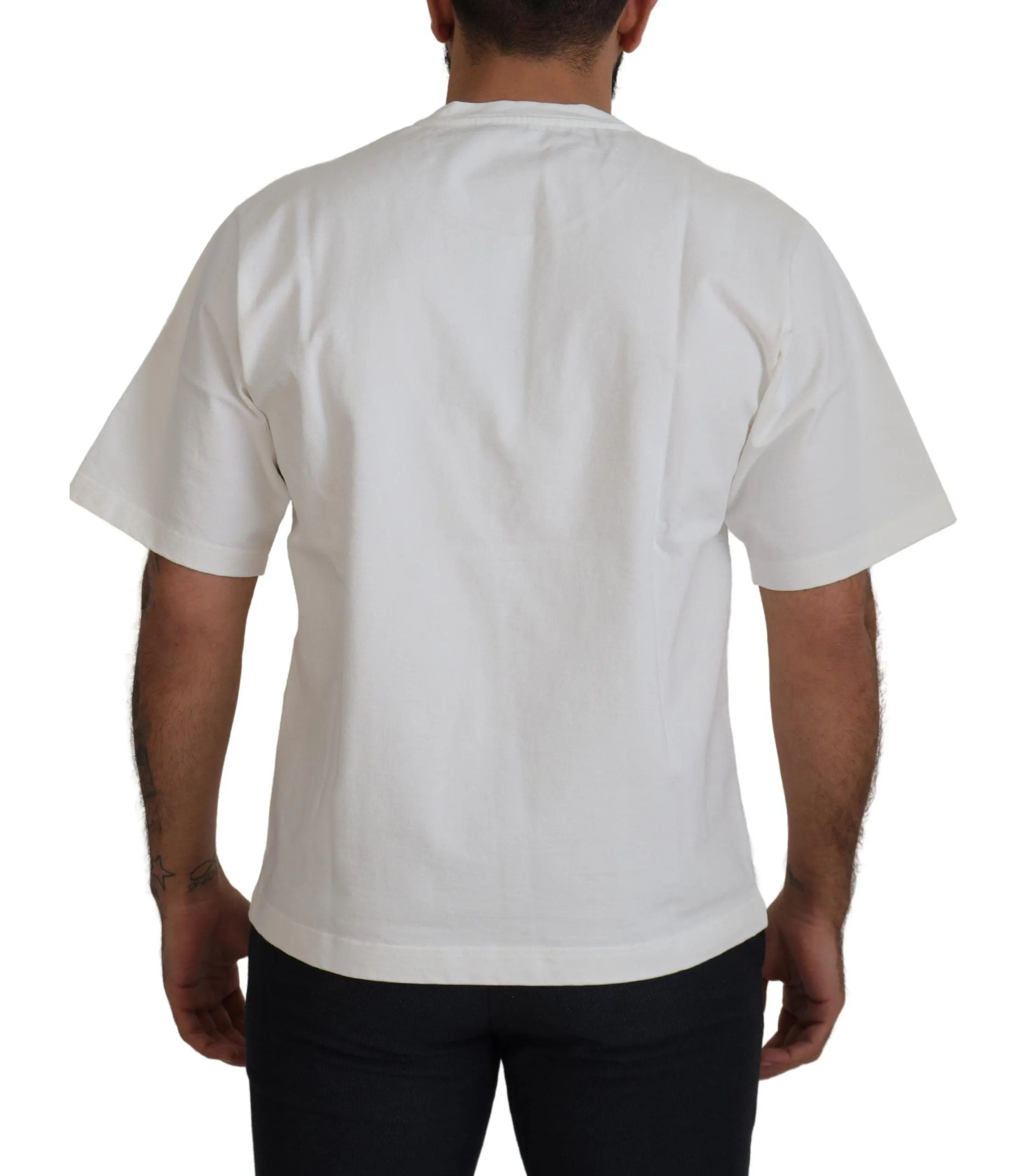 Dolce & Gabbana Elegant White Heart Roses Crewneck Tee