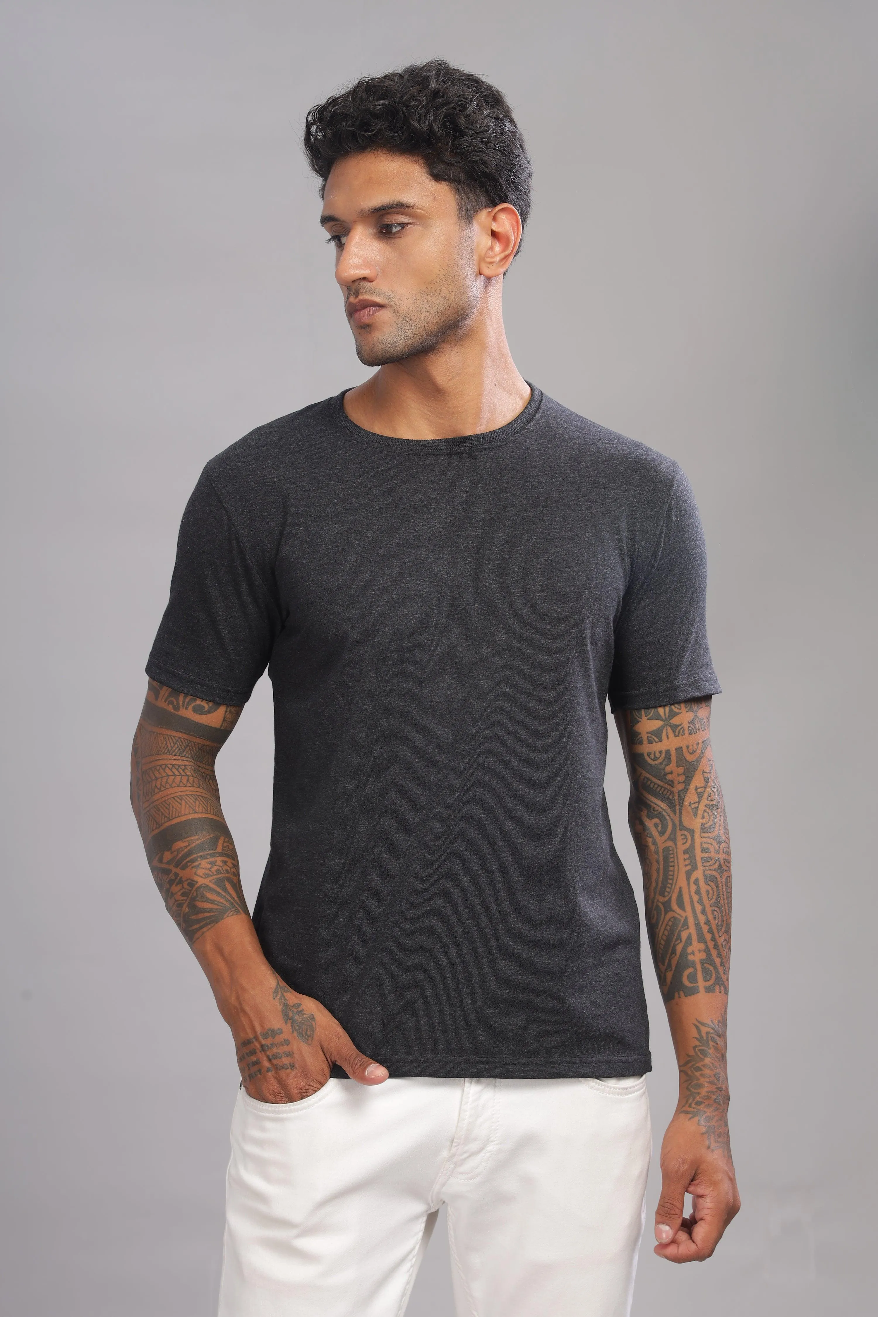Ecolution Premium Eco-Blend Charcoal Crew Neck T-Shirt – Planet-Friendly Fashion