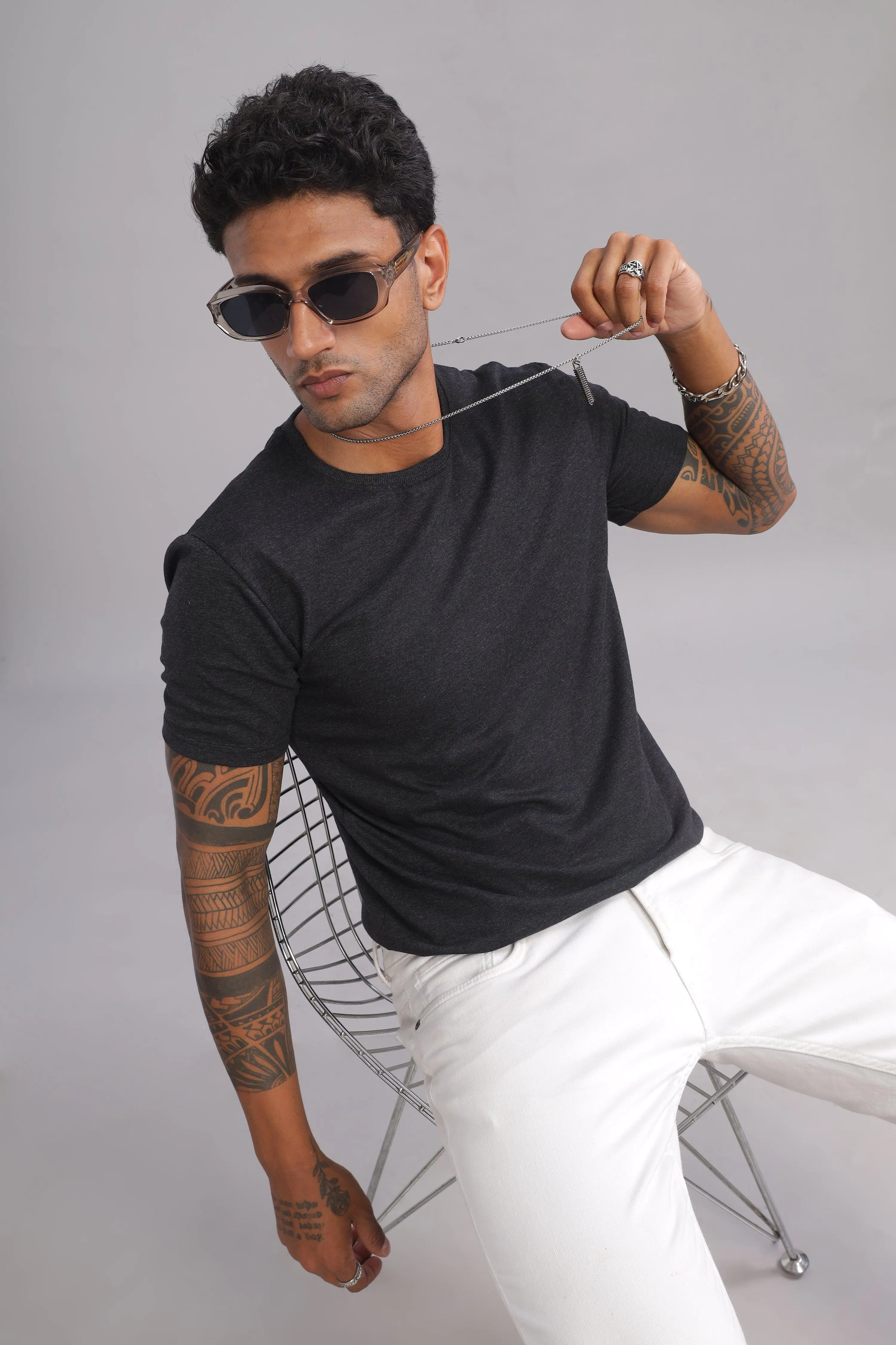 Ecolution Premium Eco-Blend Charcoal Crew Neck T-Shirt – Planet-Friendly Fashion