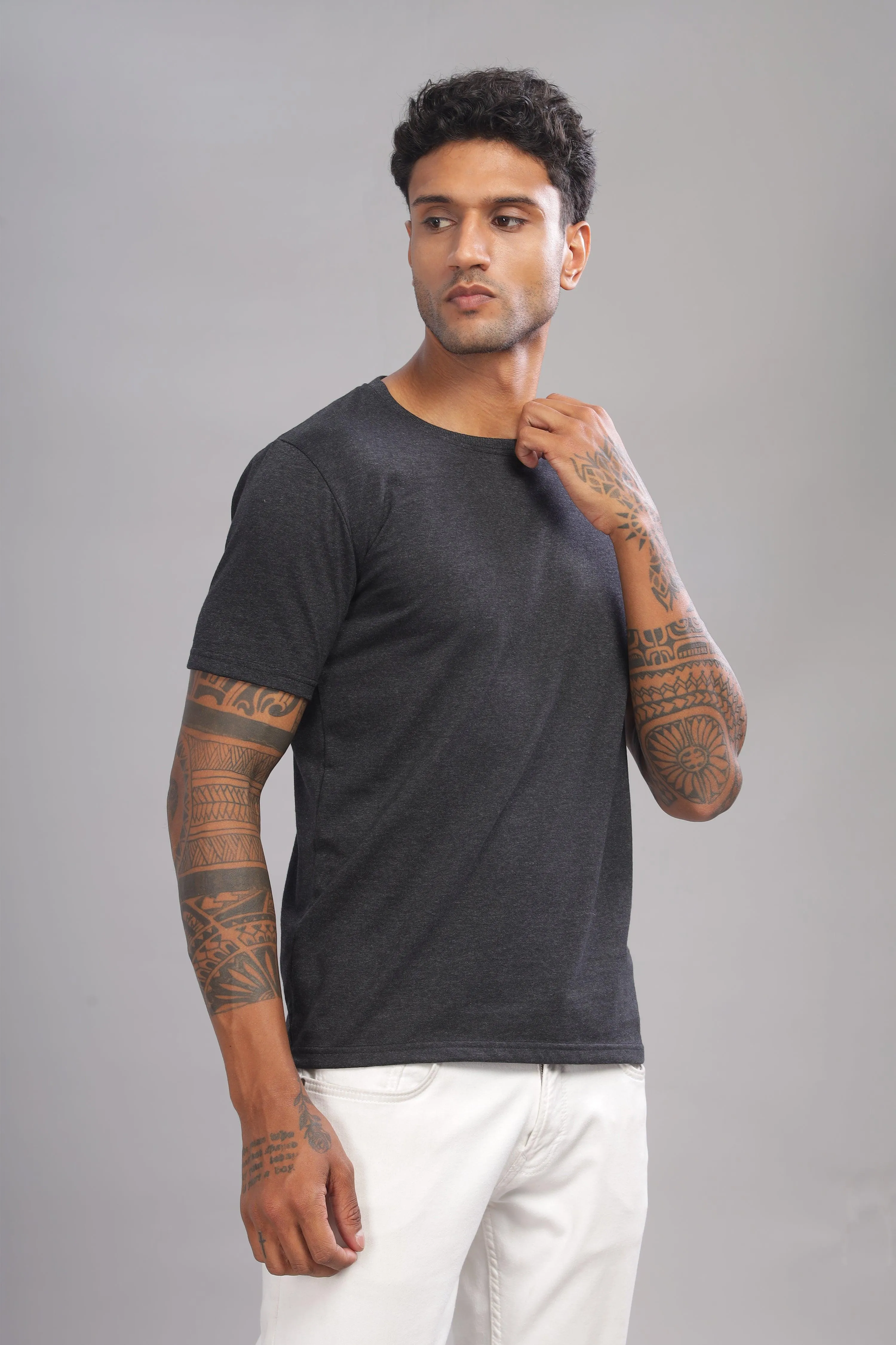 Ecolution Premium Eco-Blend Charcoal Crew Neck T-Shirt – Planet-Friendly Fashion