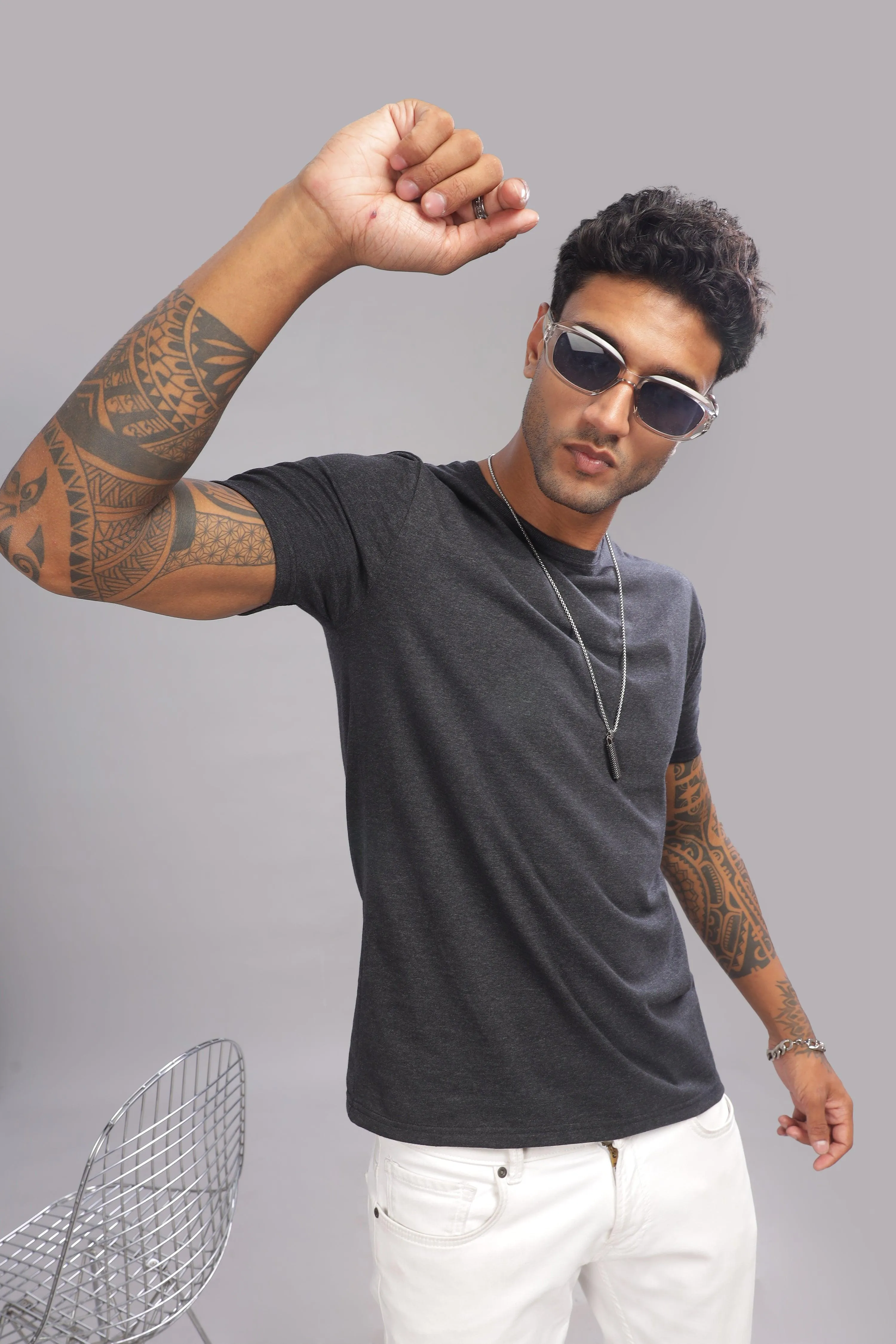 Ecolution Premium Eco-Blend Charcoal Crew Neck T-Shirt – Planet-Friendly Fashion