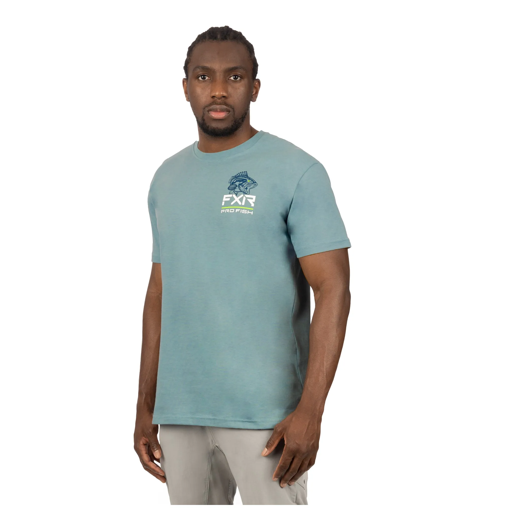 FXR  Mens DaBass Premium T-Shirt Light Steel Dark Steel Screen Print Cotton