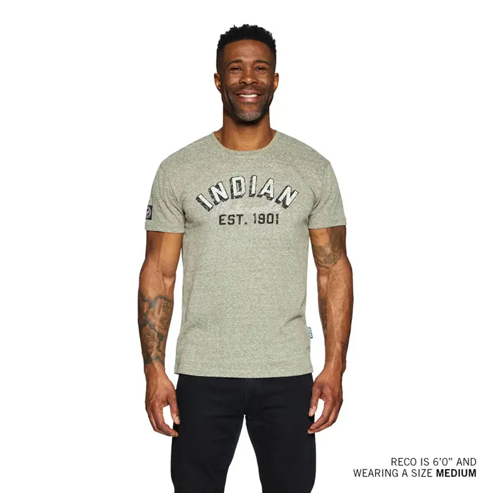 Indian Motorcycle Mens EST 1901 Shadow Block T-Shirt Tee Green