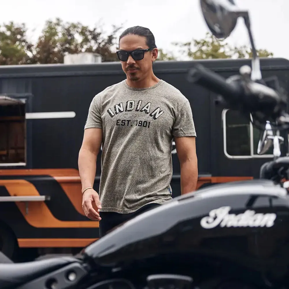 Indian Motorcycle Mens EST 1901 Shadow Block T-Shirt Tee Green
