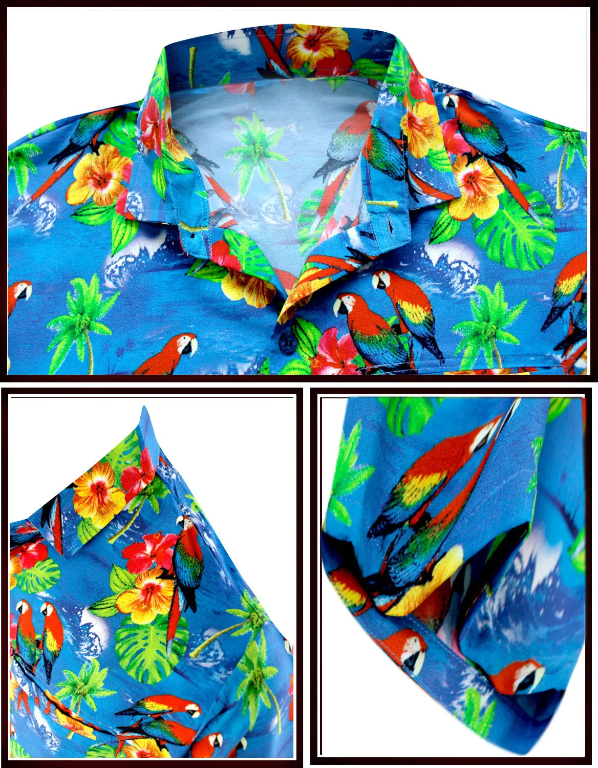 LA LEELA Men's Aloha Hawaiian Shirt Short Sleeve Button Down Casual Beach Party Printed shirt DRT154 Blue