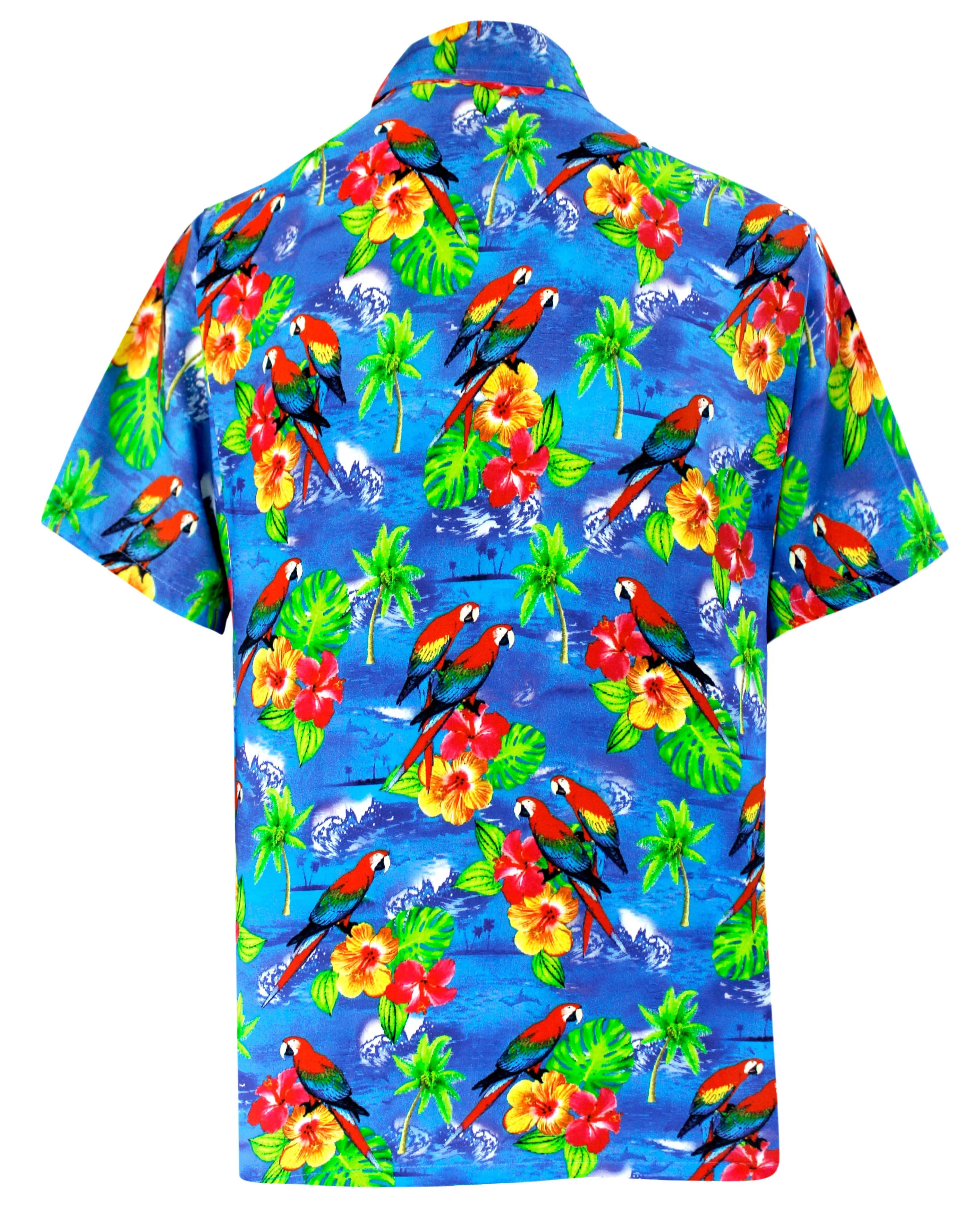 LA LEELA Men's Aloha Hawaiian Shirt Short Sleeve Button Down Casual Beach Party Printed shirt DRT154 Blue