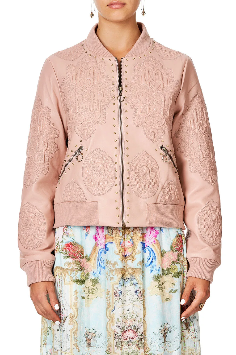 LEATHER BOMBER JACKET VERSAILLES SKY