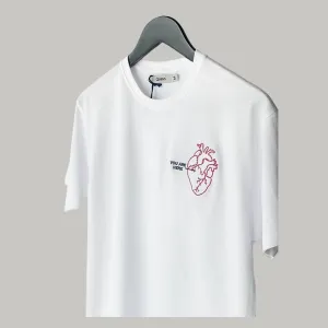 Line Heart Embroidered T-Shirt  custom
