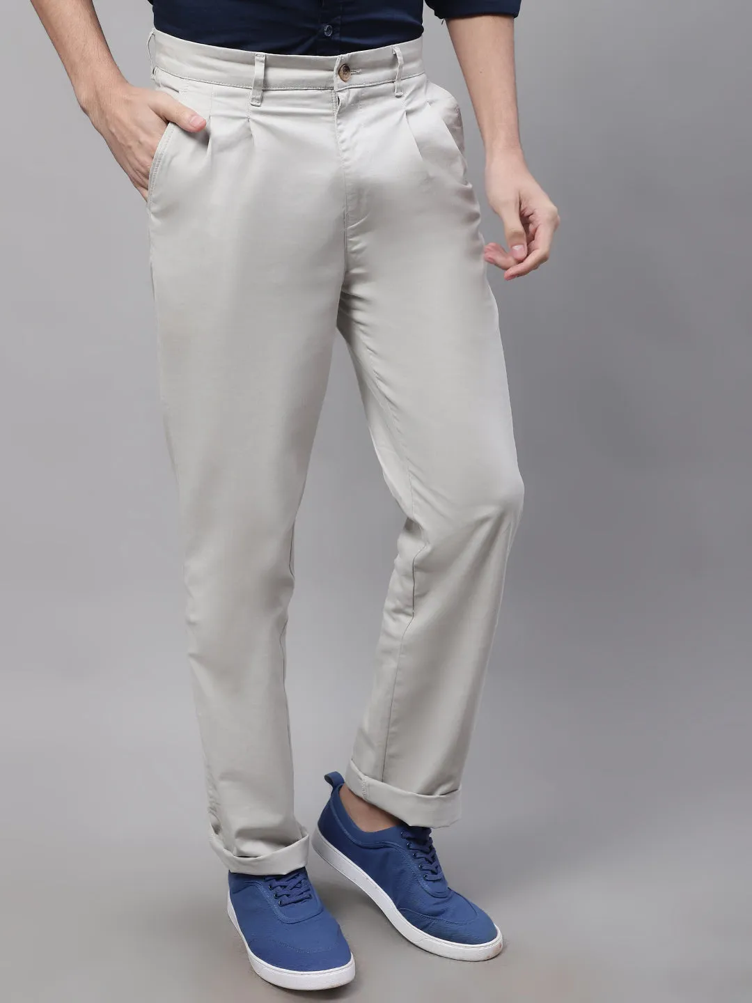 Men's Casual Pleated front Ivory  Trousers
