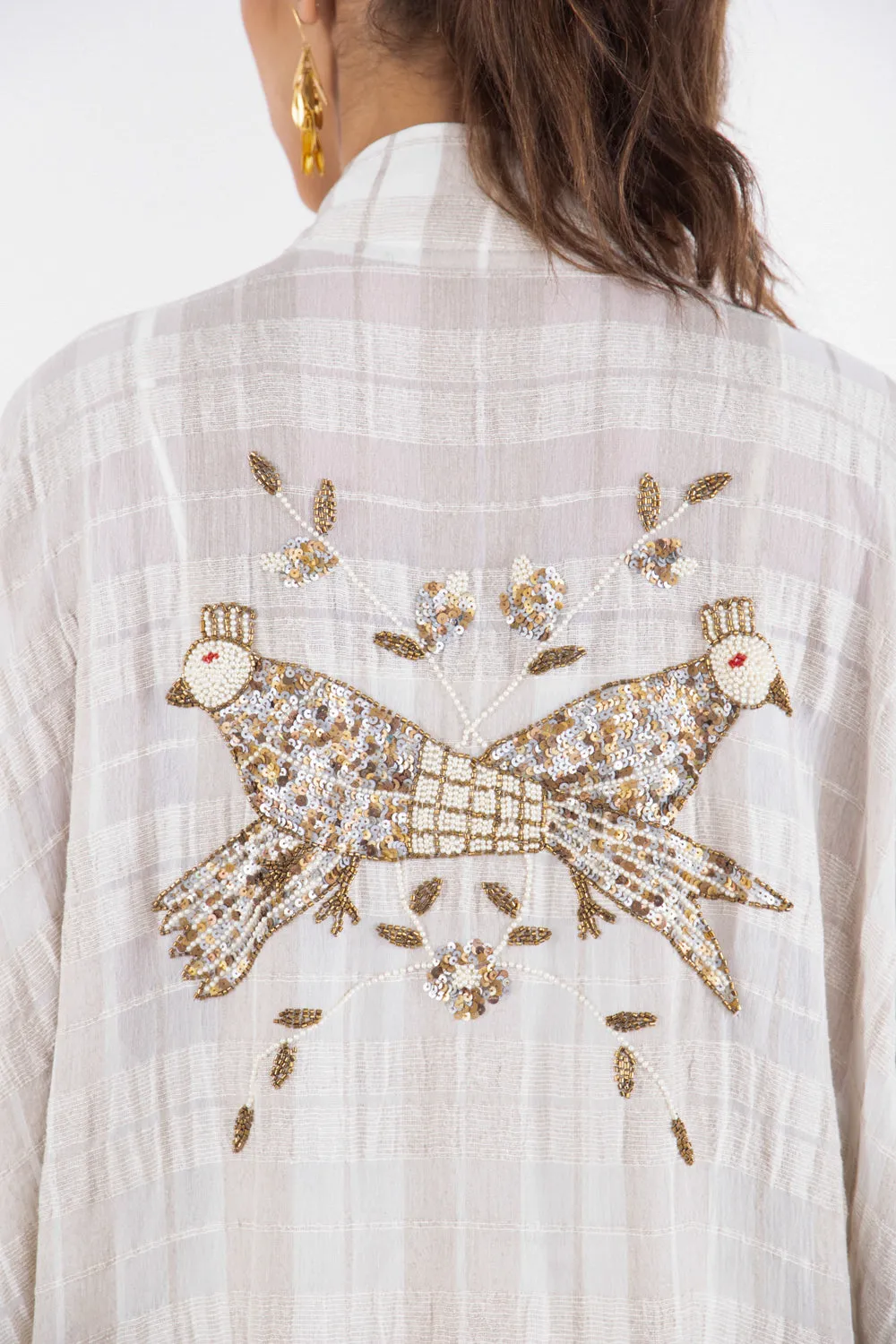 Rajwa Linen Embroidered Beige Abaya