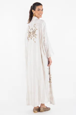 Rajwa Linen Embroidered Beige Abaya
