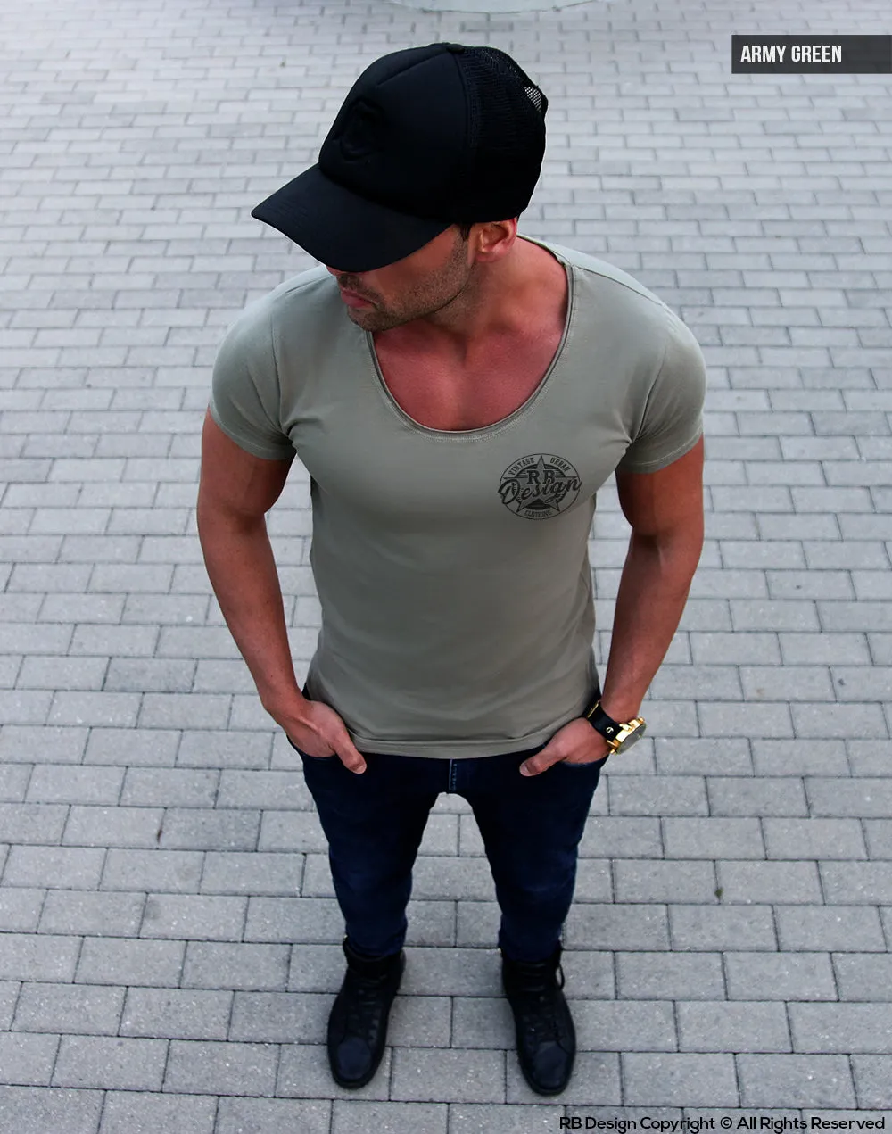 RB Design Pocket Style Print T-shirt Stretch Cotton / Color Option / MD874