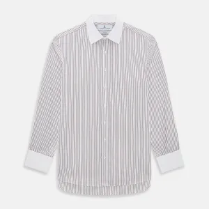 Red Double Stripe Mayfair Shirt with Contrast T&A Collar and Cuffs