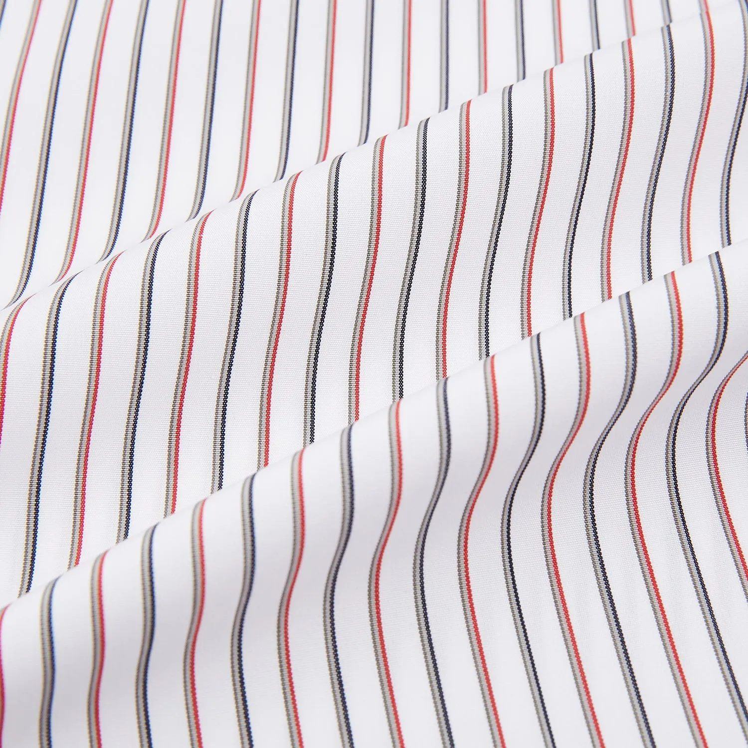 Red Double Stripe Mayfair Shirt with Contrast T&A Collar and Cuffs