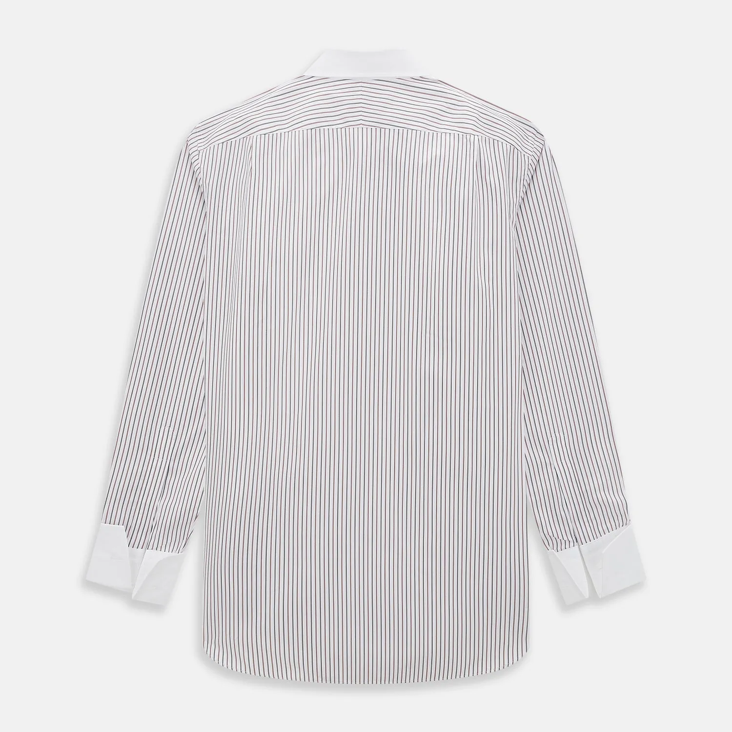 Red Double Stripe Mayfair Shirt with Contrast T&A Collar and Cuffs