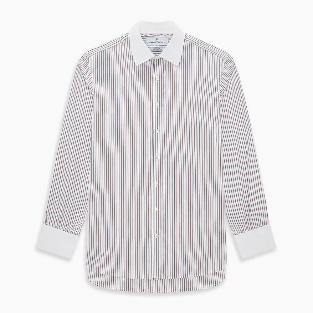 Red Double Stripe Mayfair Shirt with Contrast T&A Collar and Cuffs