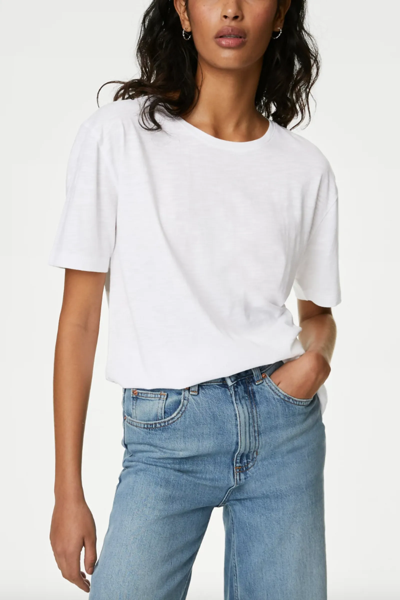 Soft White Cotton Modal Relaxed T-Shirt