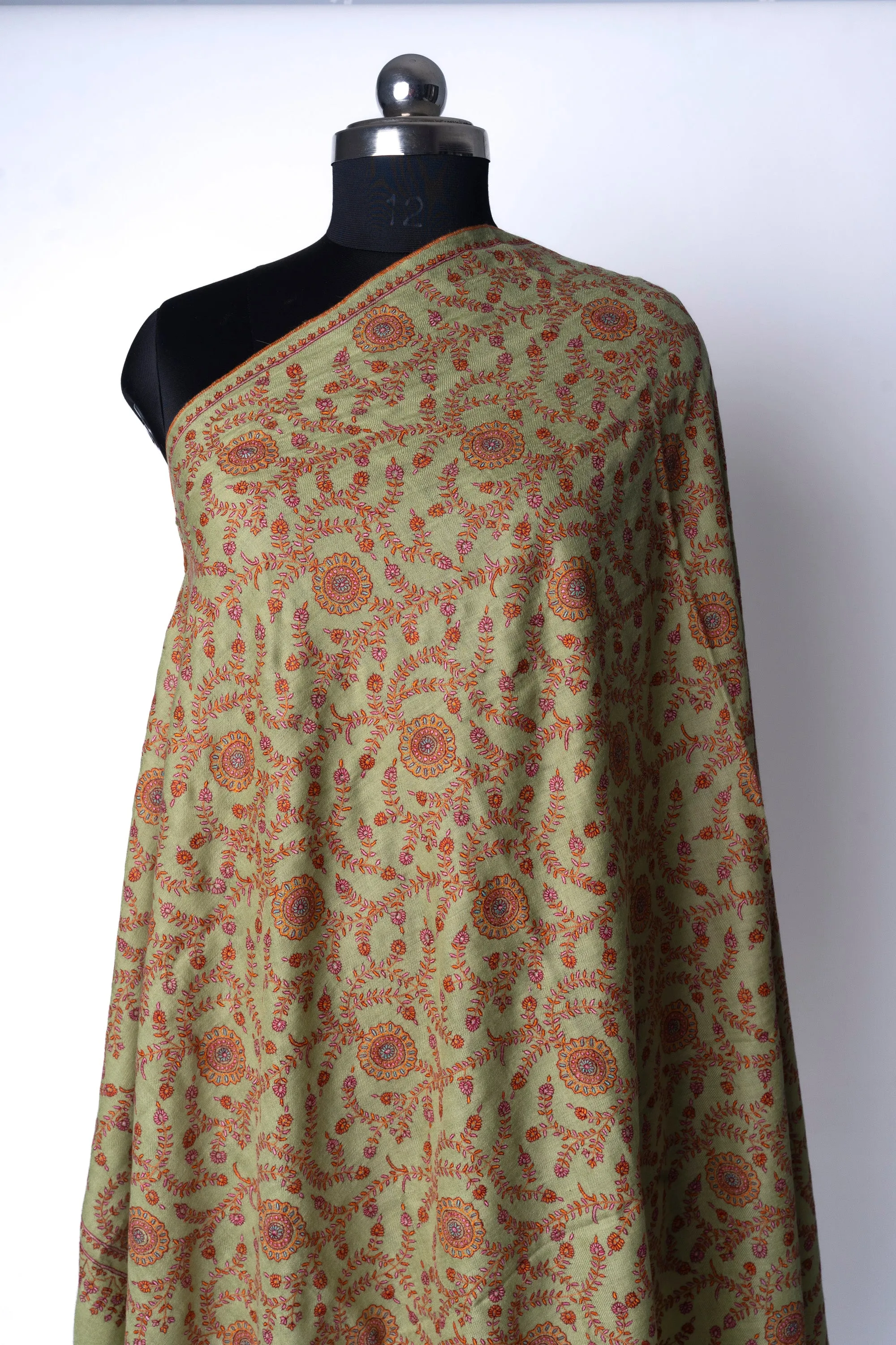 Sozni Zareen Paisley Hand Embroidered Pashmina Shawl
