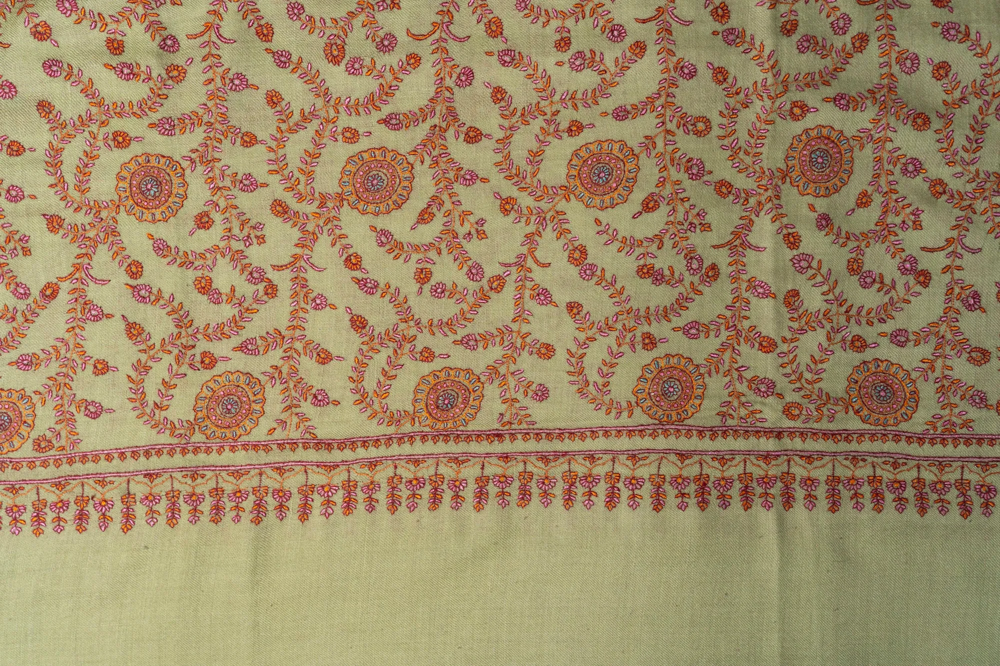 Sozni Zareen Paisley Hand Embroidered Pashmina Shawl