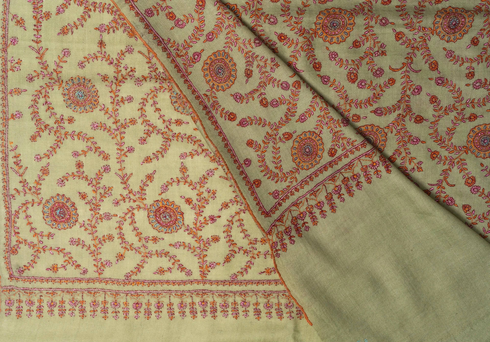 Sozni Zareen Paisley Hand Embroidered Pashmina Shawl