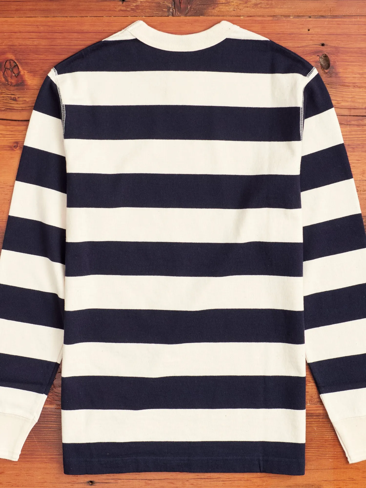 Striped Border Long Sleeve T-Shirt in Navy