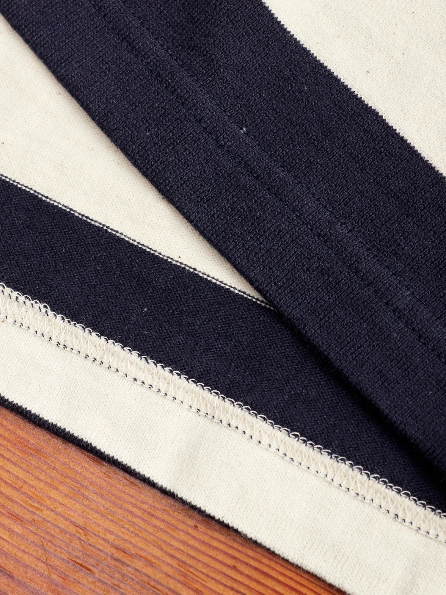Striped Border Long Sleeve T-Shirt in Navy