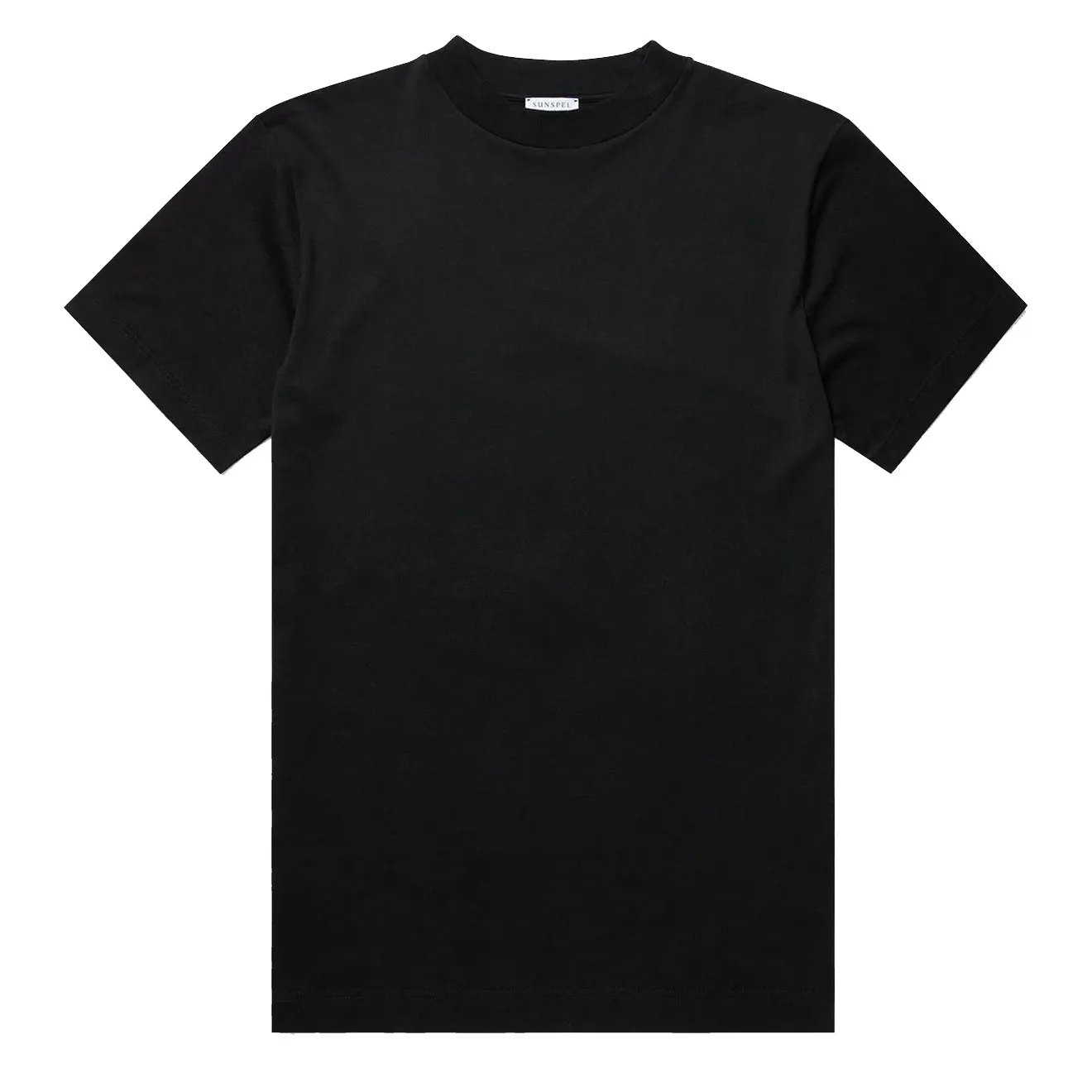 Sunspel Mock Neck T-Shirt Black
