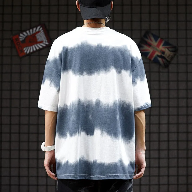 Super popular men's loose wear oversize gradient tie-dye T-shirt