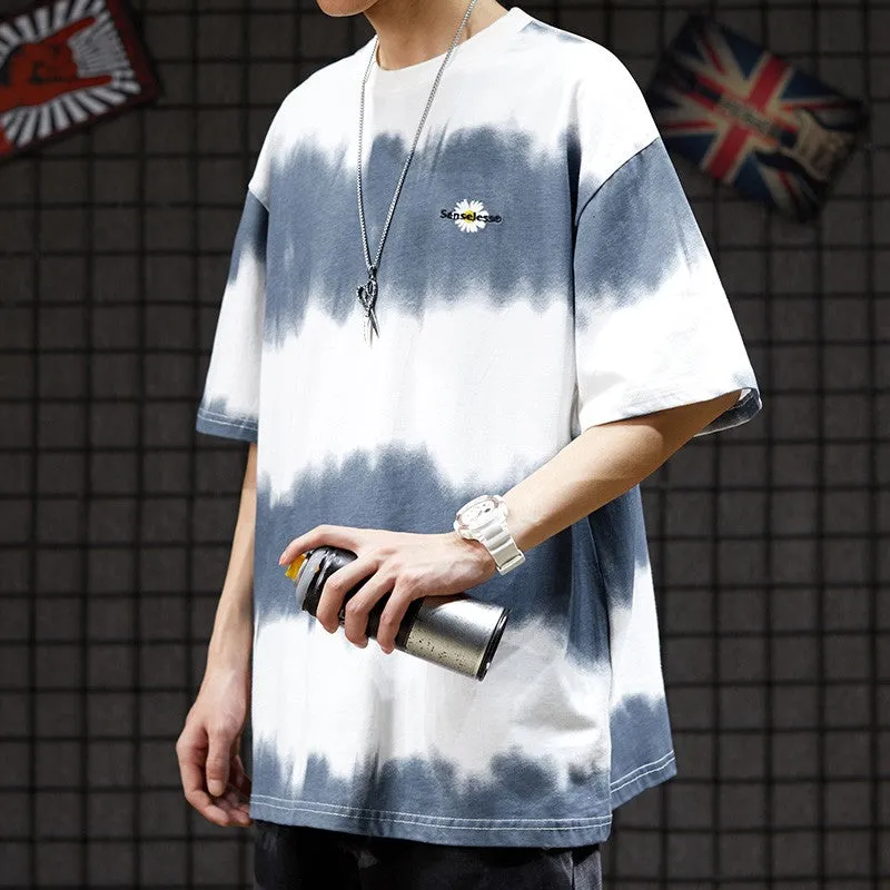 Super popular men's loose wear oversize gradient tie-dye T-shirt