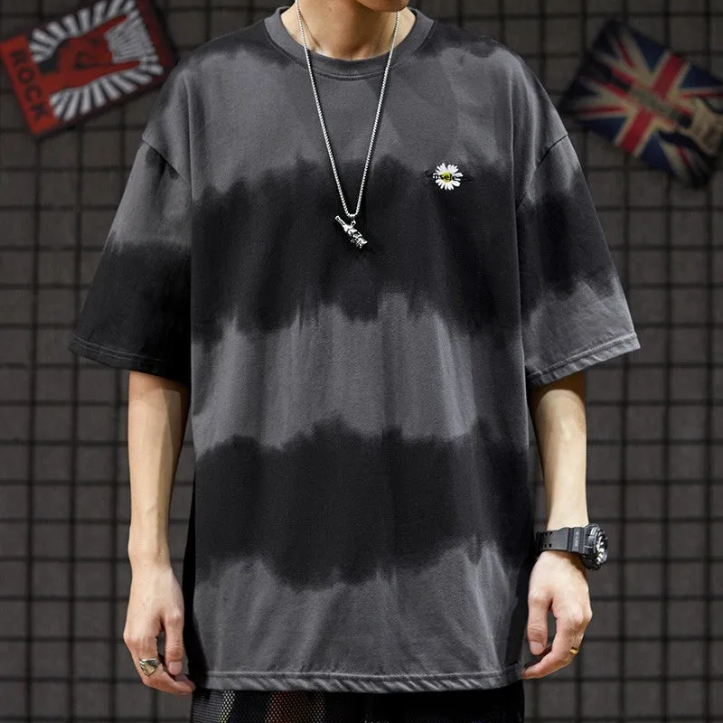 Super popular men's loose wear oversize gradient tie-dye T-shirt