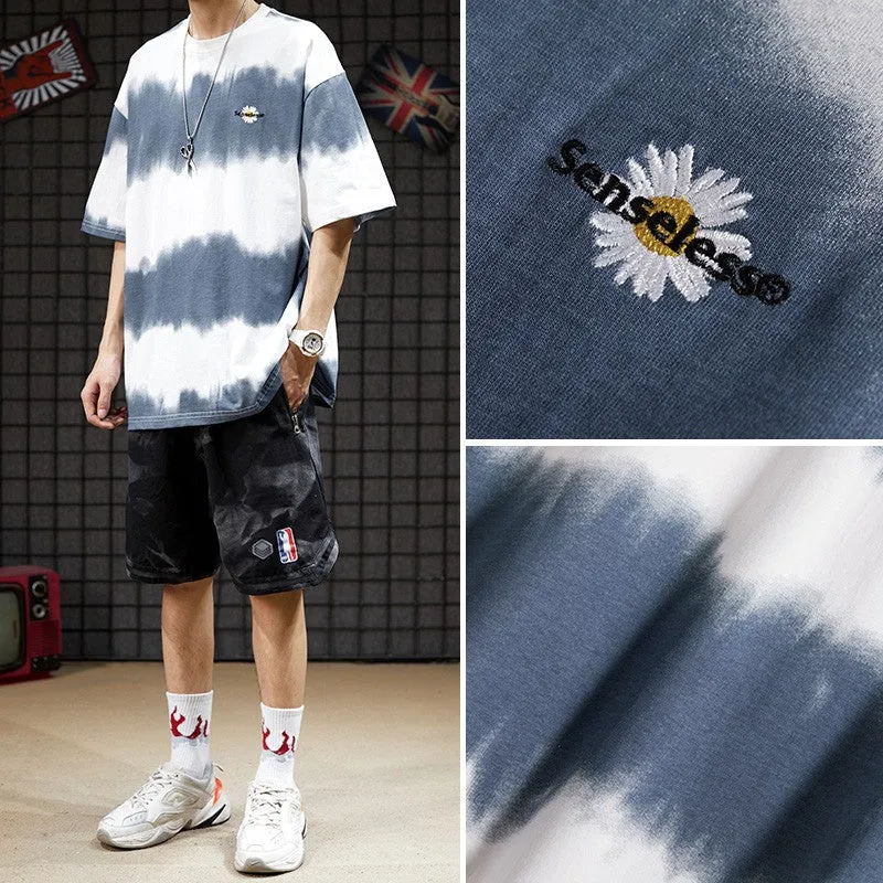 Super popular men's loose wear oversize gradient tie-dye T-shirt