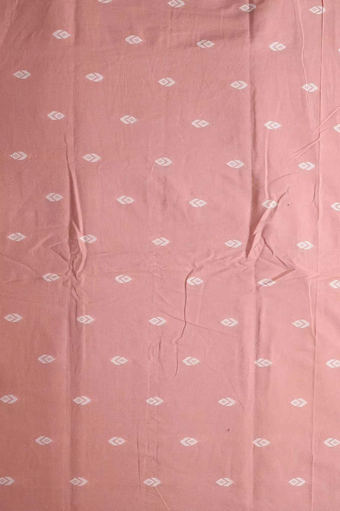 White And Dusty Peach Small Booti Pattern Handwoven Organic Cotton Fabric