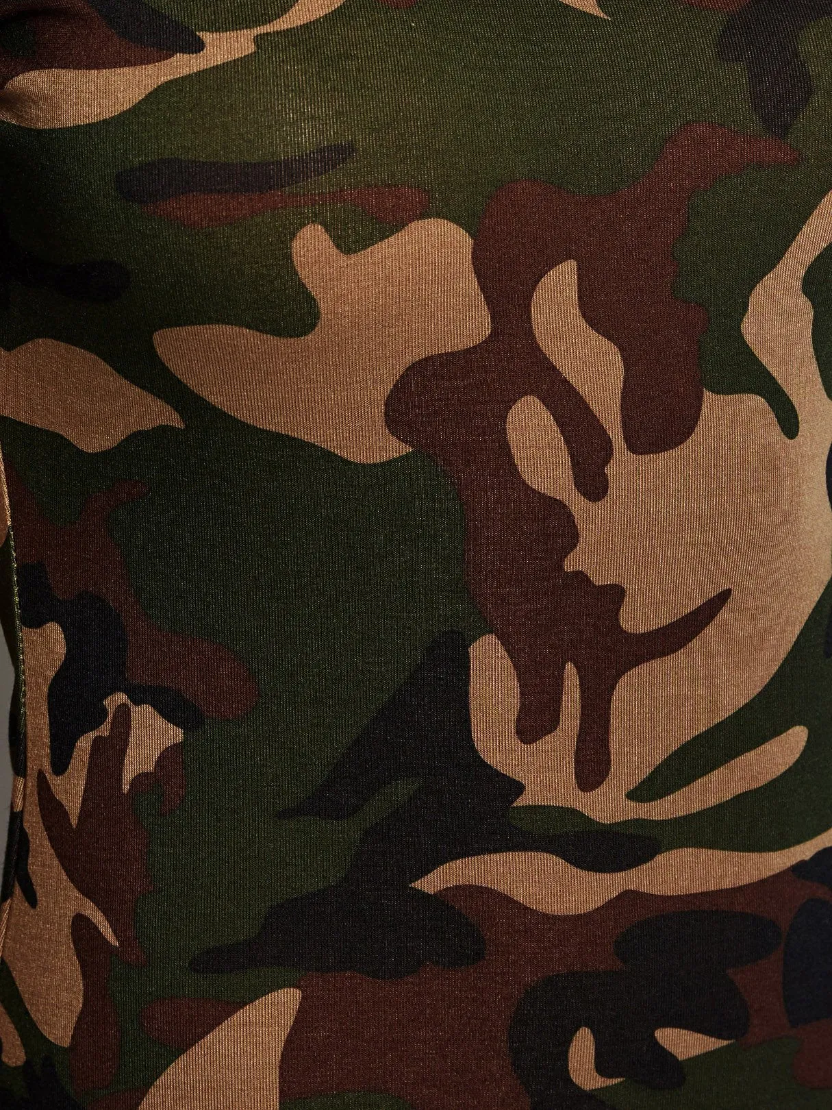 Wholesale Army Green V-Neck Short Sleeve Camouflage Curved Hem Dresses